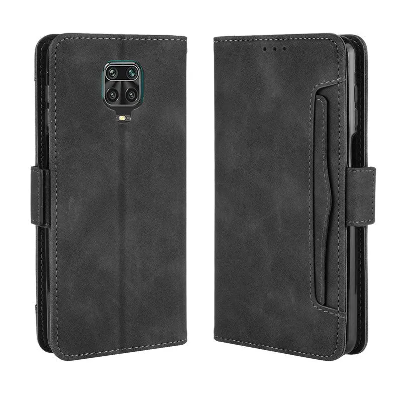 Shockproof wallet leather case with bracket for Red MiNote 9s/Note 9 Pro/Note 9 Pro Maxmobile phone case Black