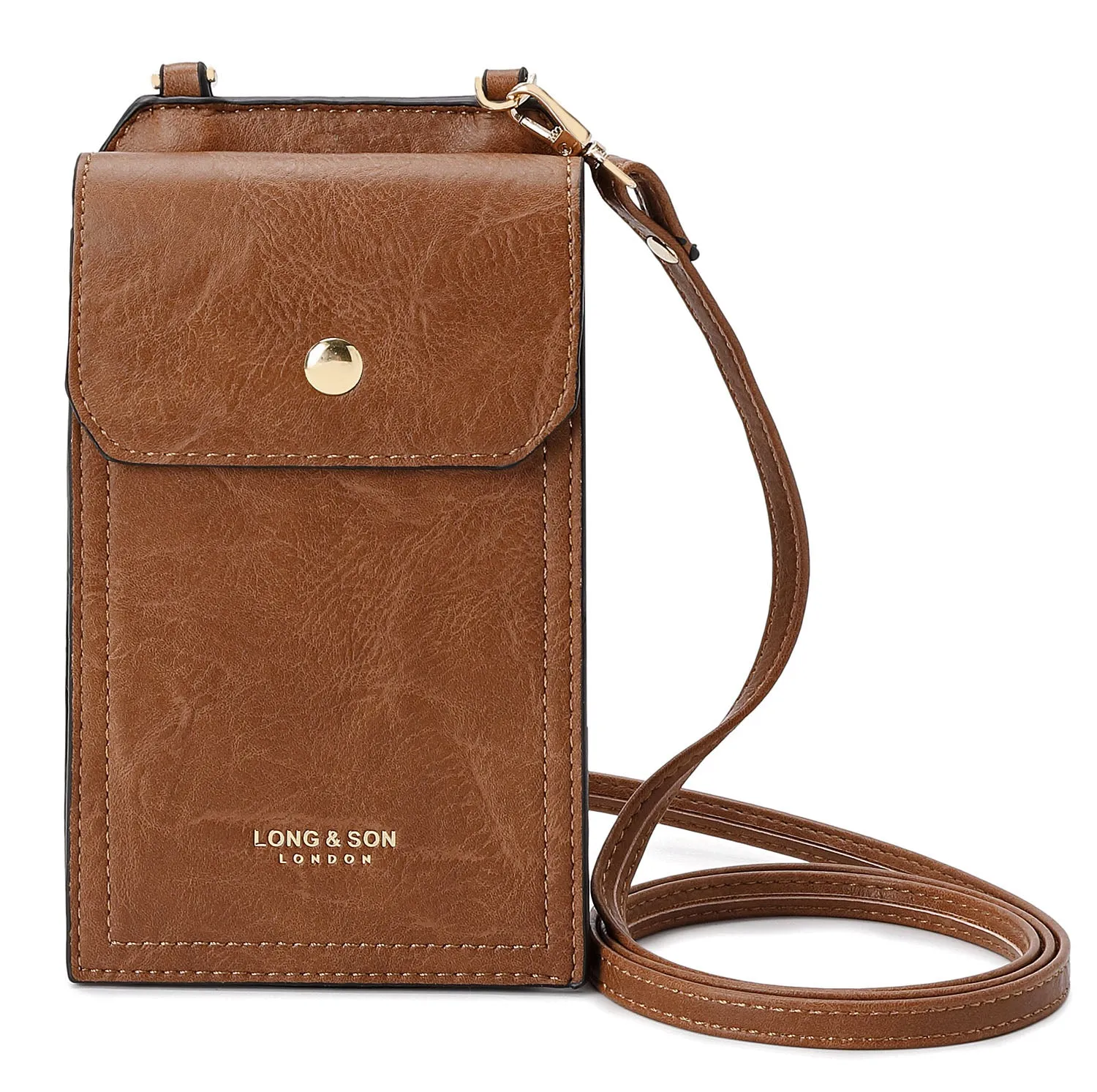 SMALL BROWN MOBILE PHONE HOLDER CROSS BODY BAG