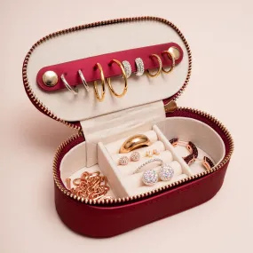 Small Merlot Travel Jewelry Case