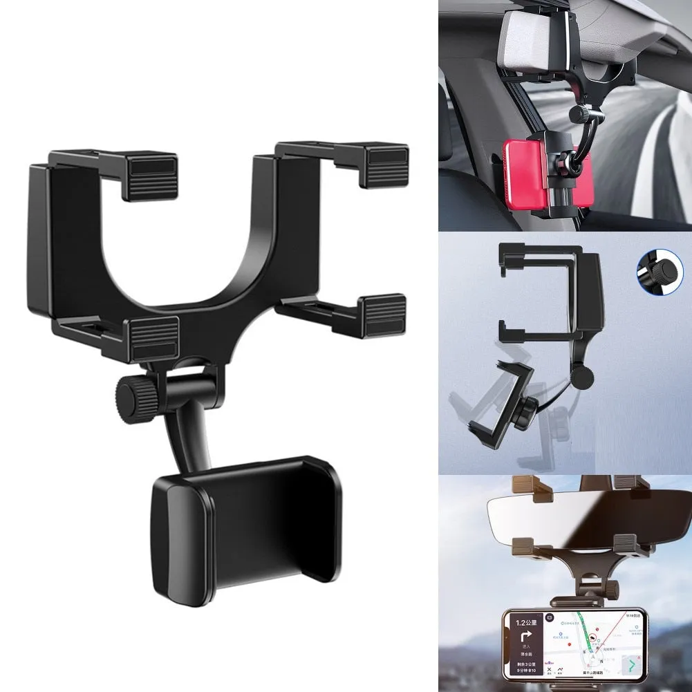 Universal 360 Rotatable Car Phone Holder Rearview Mirror Mount Stand GPS Cell Phone Stand Rear View Mirror Phone Holder Bracket