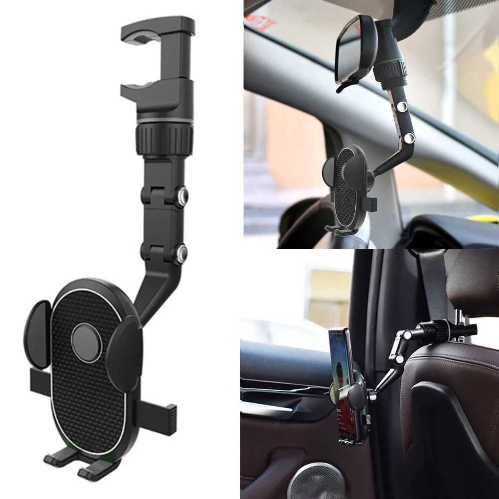 Universal 360 Rotatable Car Phone Holder Rearview Mirror Mount Stand GPS Cell Phone Stand Rear View Mirror Phone Holder Bracket