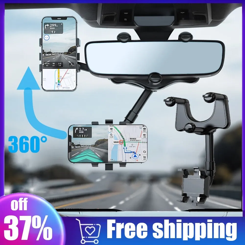 Universal 360 Rotatable Car Phone Holder Rearview Mirror Mount Stand GPS Cell Phone Stand Rear View Mirror Phone Holder Bracket