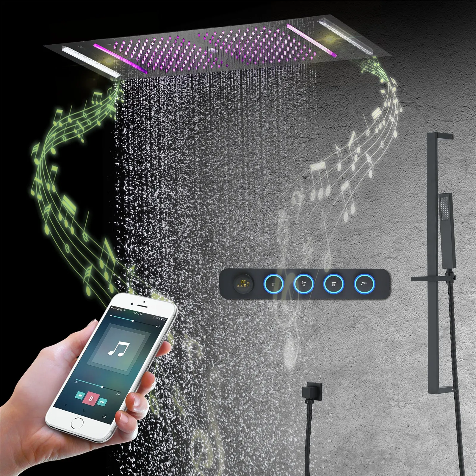 VELOCITY|36" IN COMPLETE LED MUSIC SHOWER SYSTEM