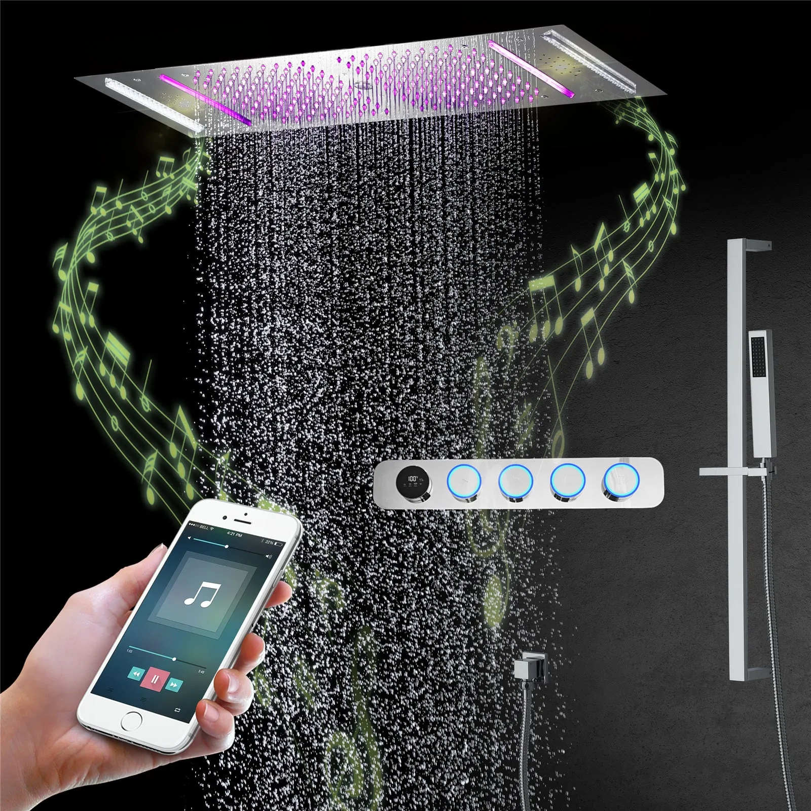 VELOCITY|36" IN COMPLETE LED MUSIC SHOWER SYSTEM