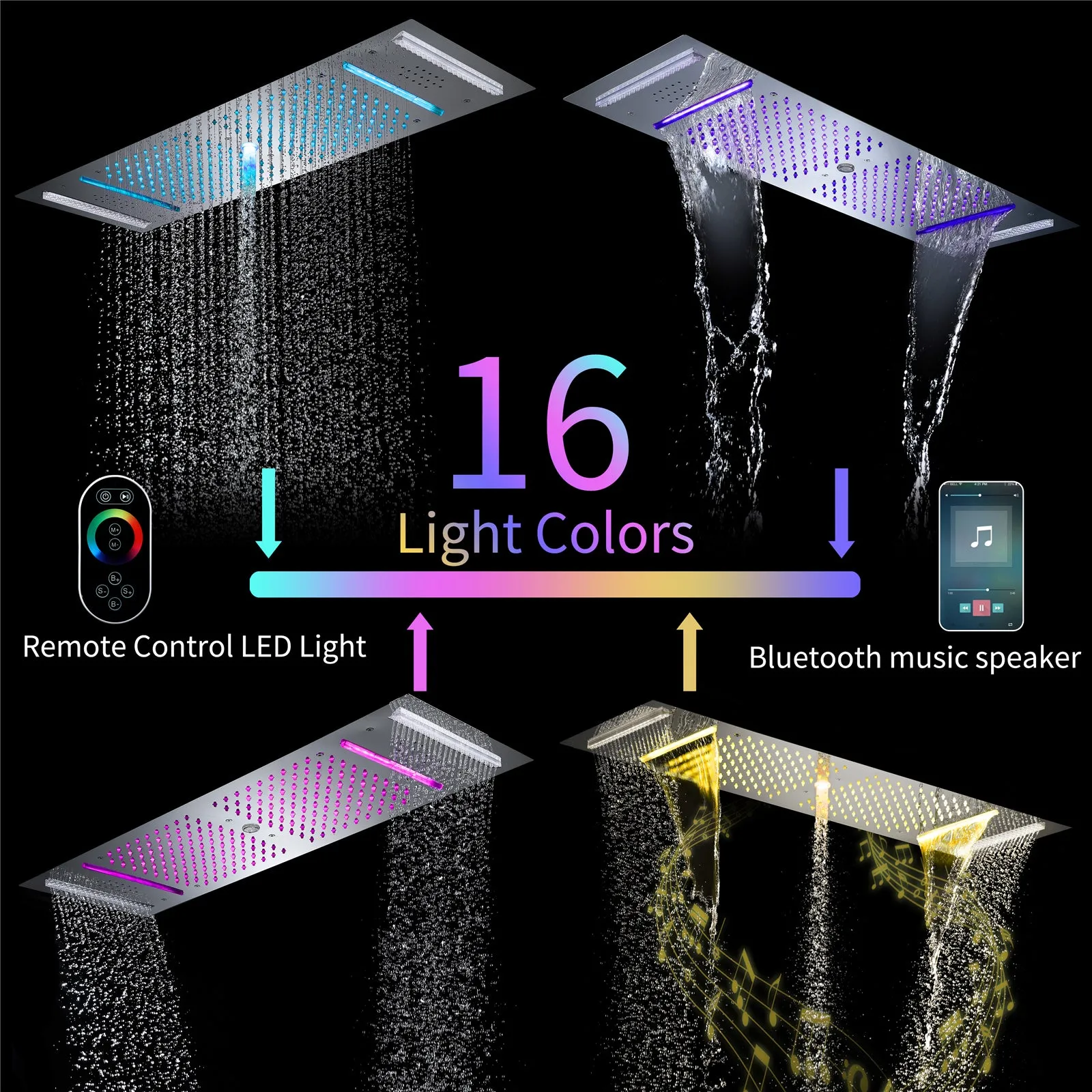 VELOCITY|36" IN COMPLETE LED MUSIC SHOWER SYSTEM