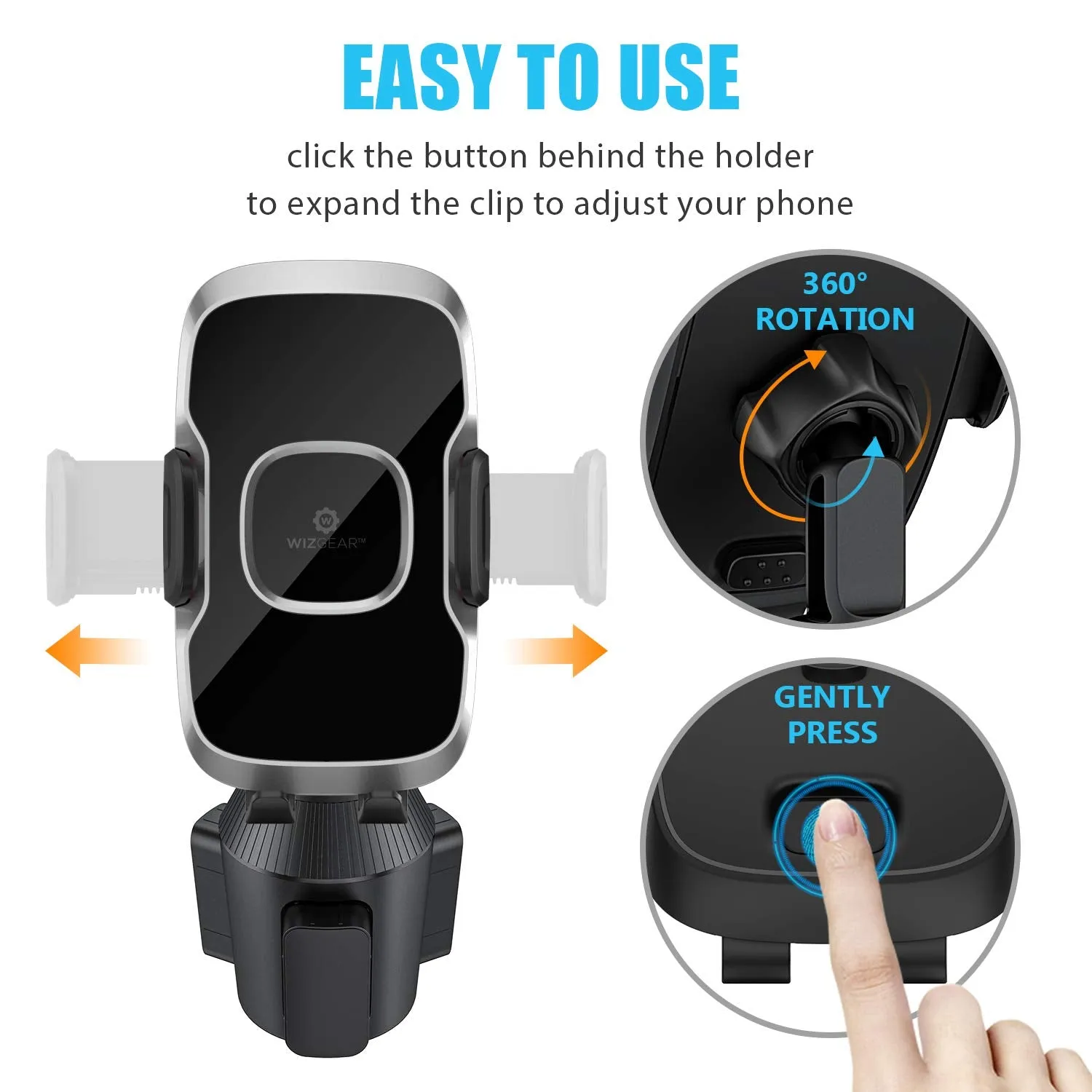 WixGear Cup Holder Phone Mount, Car Cup Holder Phone Mount Adjustable Automobile Cup Holder Smart Phone Cradle Car Mount