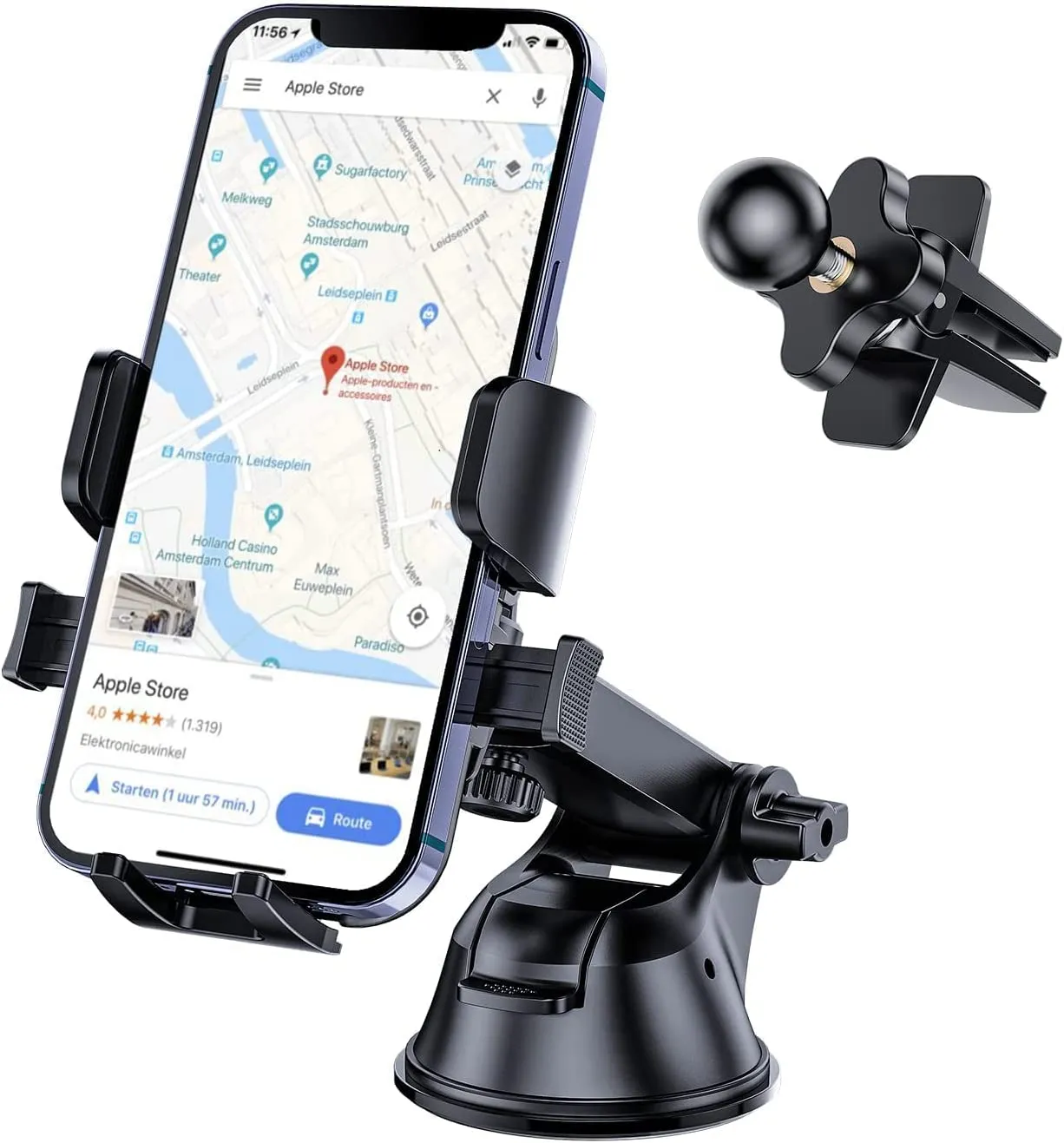 WixGear Universal Phone Holder for Car, Windshield Mount and Dashboard Mount Holder for Cell Phones and Tablets