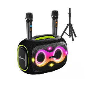 Worryfree WPB2 Party Box Wireless Bluetooth Speaker With Two Microphones & Tripod - Black