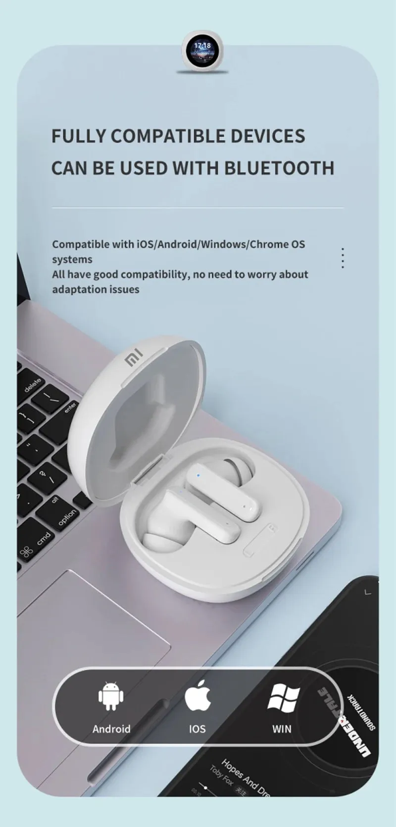 Xiaomi A18 Pro BluetoothHeadset Touch Screen Control Hifi Sound Sports Waterproof Headset Long Battery Life Bluetooth Earbuds