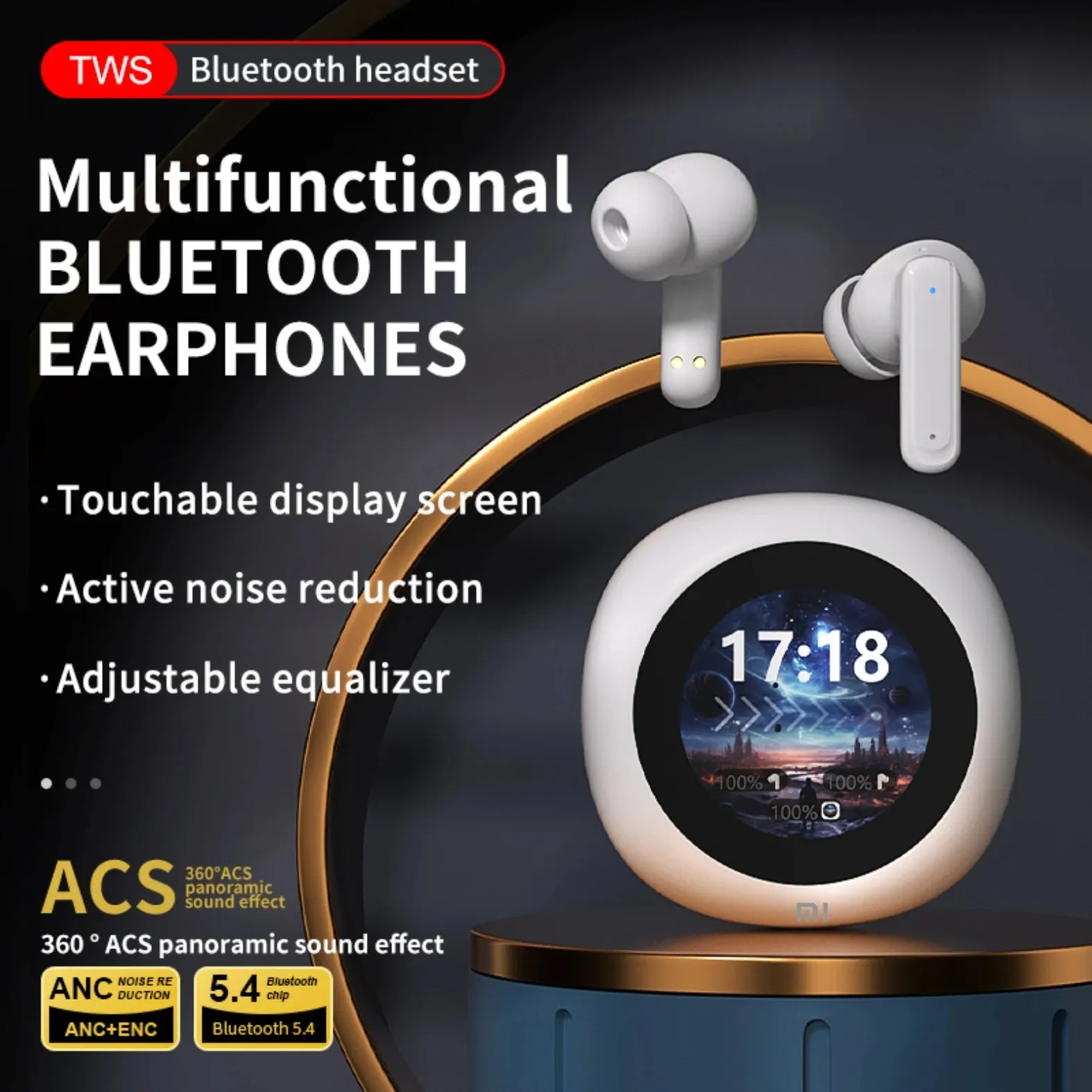 Xiaomi A18 Pro BluetoothHeadset Touch Screen Control Hifi Sound Sports Waterproof Headset Long Battery Life Bluetooth Earbuds