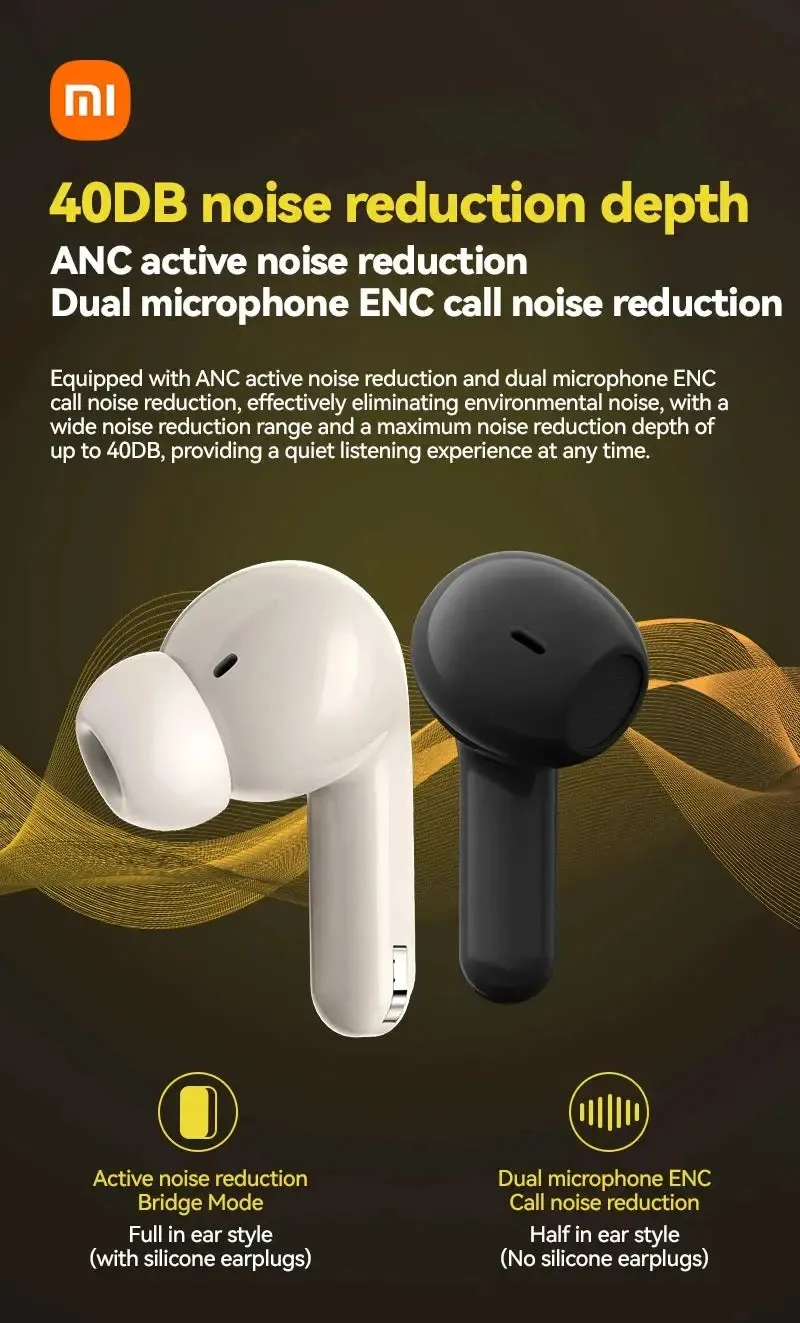 XIAOMI New H12 Pro Wireless Earphone Dual Earbuds Touch Screen Headset ANC ENC Noise Cancelling In Ear Bluetooth5.4 Headphone